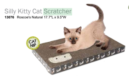 Silly Kitty Corrugated Cat Scratchers - Roscoe's Natural - 17.7"L x 9.5"W x 1.5"H (Inner Pack: 3)