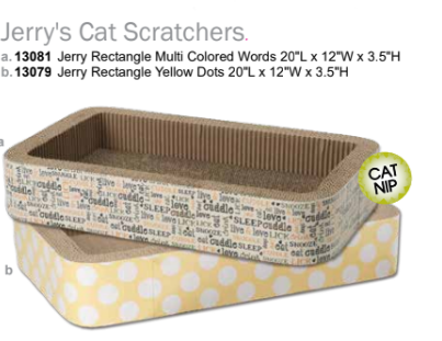 Jerry's Corrugated Cat Scratchers - Yellow Dots - 20"L x 12"W x 3.5"H (Inner Pack: 2)