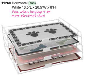 Placemat Racks - 4 Slot Horizontal Rack White - 16.5"L x 20.5"W x 8"H (Inner Pack: 1)