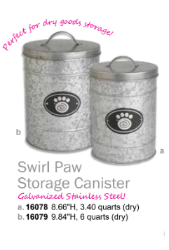 Stainless Steel and Raised Feeders Swirl Paw Storage Canister (Inner Pack: 2)