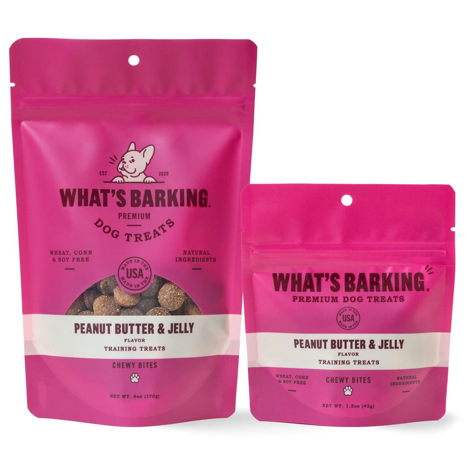What's Barking Peanut Butter and Jelly Chewy Training Treat