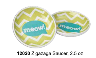 Cats Only Dining Supplies- Zigazaga - Meow! Saucer Lime Green - 5"Dia x 1"H (Inner Pack: 6)